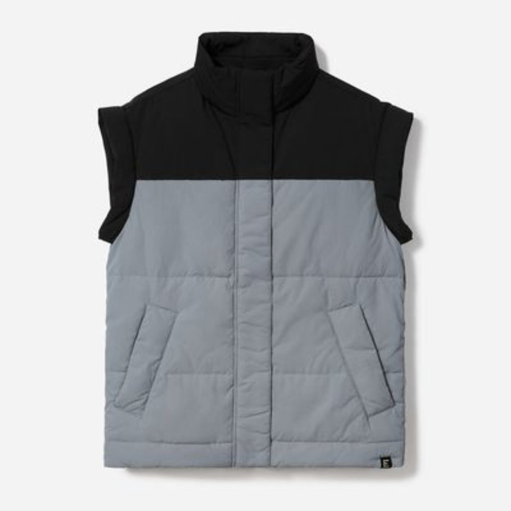 NWT - Everlane ReNew Puffer Vest, Cool Gray/Black